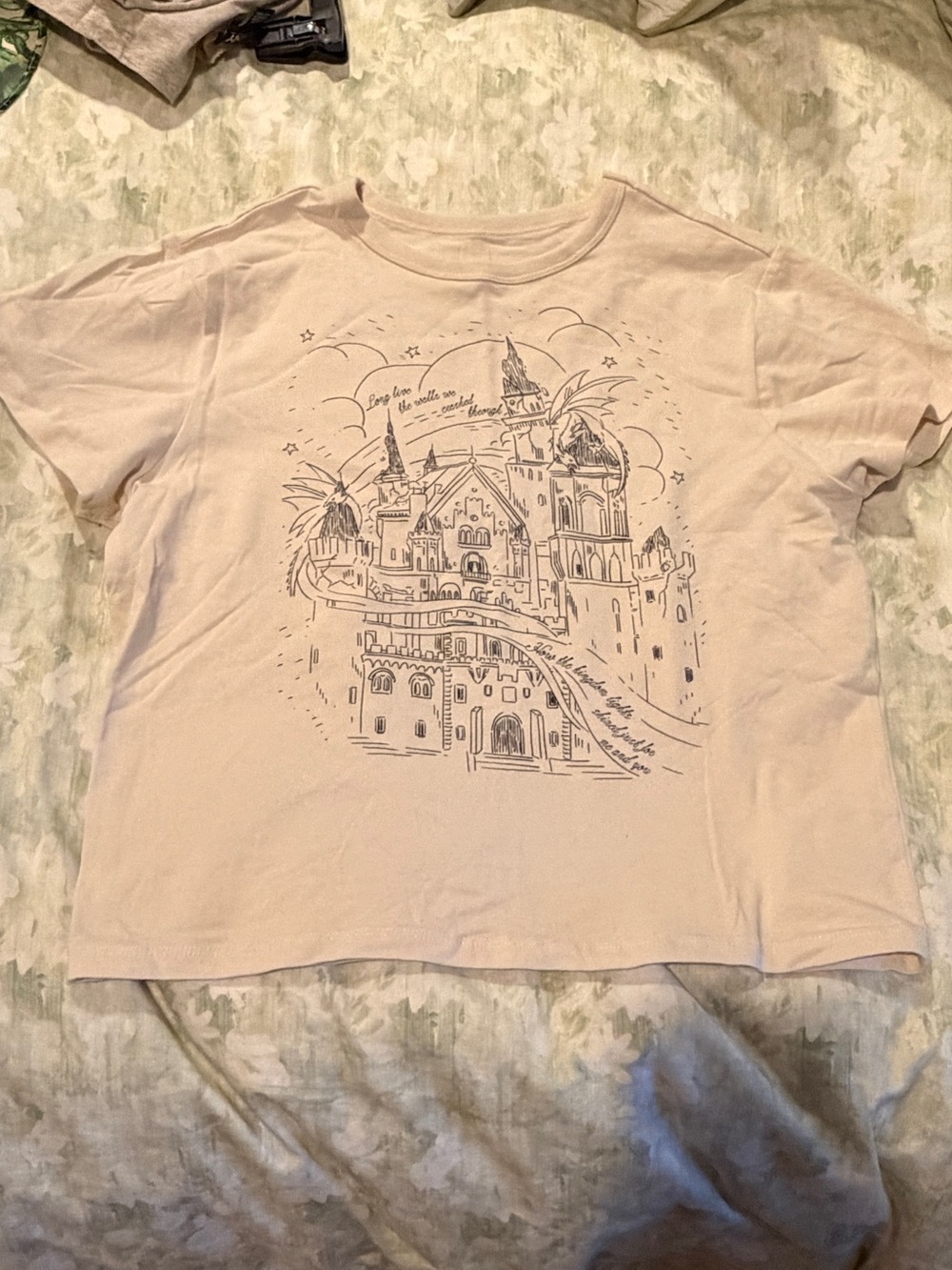 Taylor Swift Speak Now TV Long Live Castle Graphic Cropped Tee - Cream
